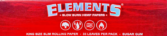 ELEMENTS Red King Size Slow Burn Hemp Rolling Papers